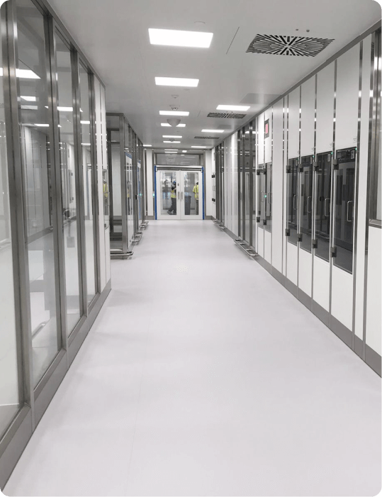 Photos of a hallway from a facility